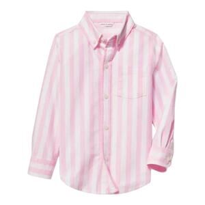 Janie and jack shirt boys size 2T pink white preppy striped oxford button up